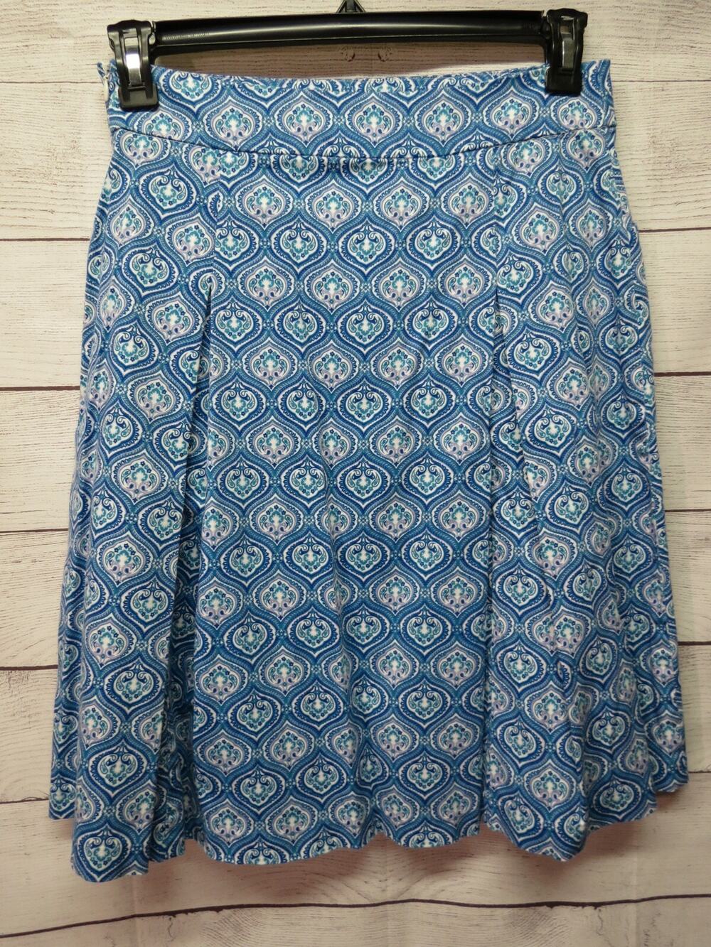 George Size 4 Small Cute Blue Purple Pattern Pleated Skirt
